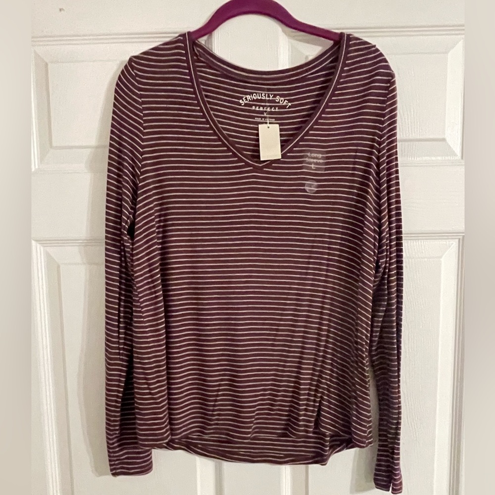 Aeropostale, purple and white striped long sleeve